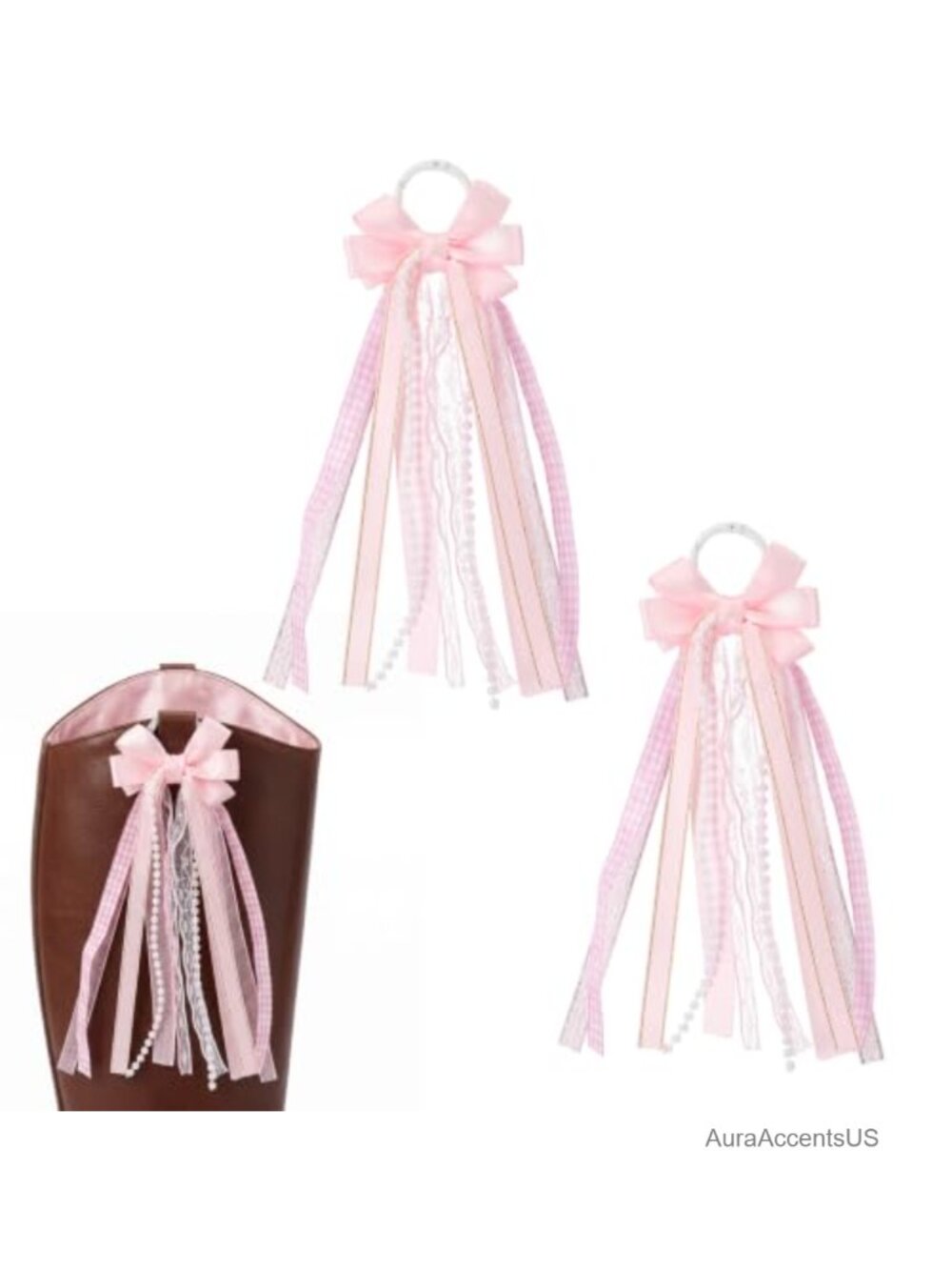 Pink Glitter Bows for Cowgirl Boots, Western Boot Shoe Clip Charm, Gift